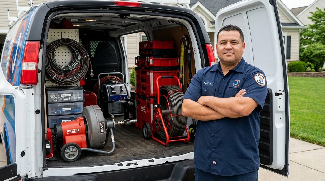 Professional drain cleaning equipment and Johns Plumbing LLC plumber in Saint Joseph