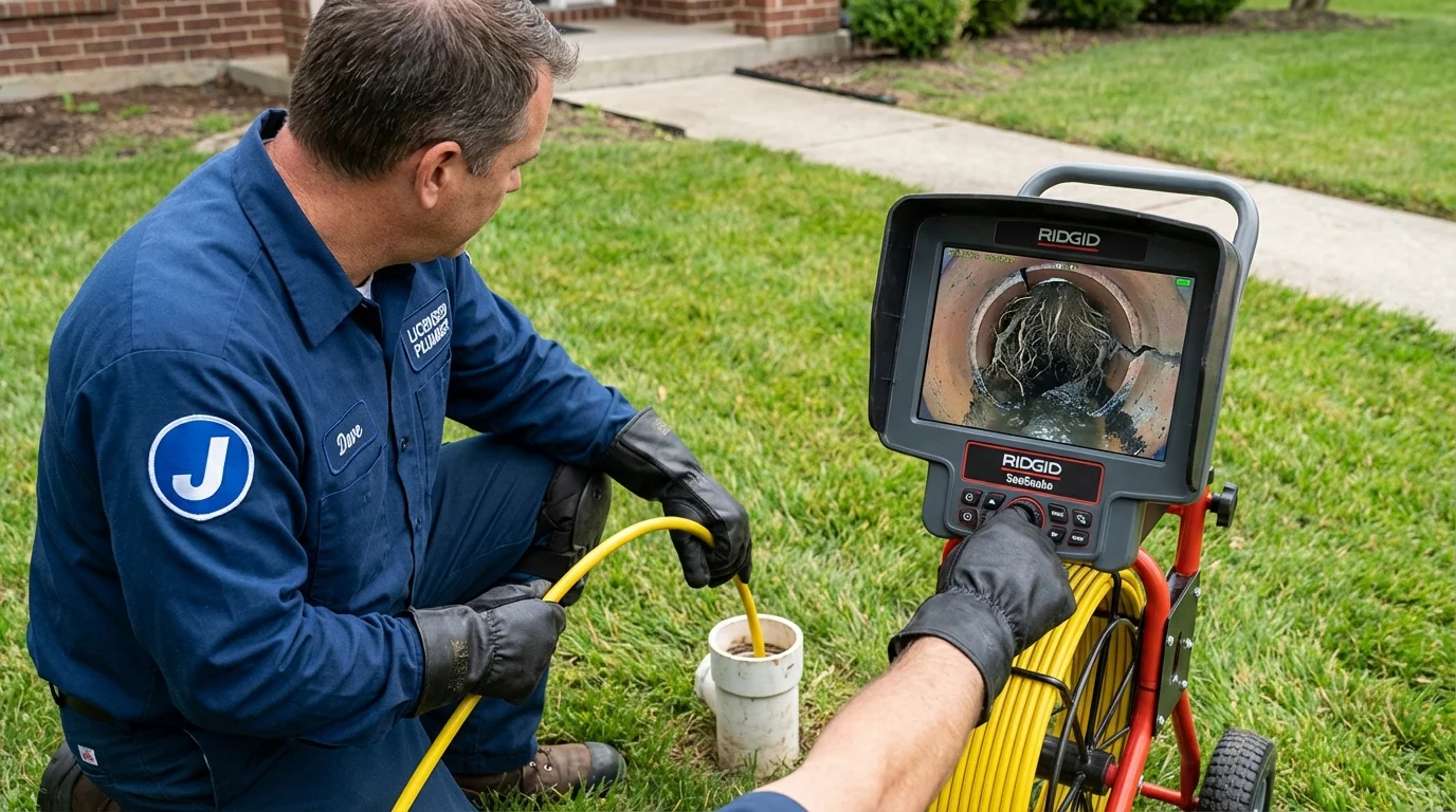 Sewer camera inspection being performed by Johns Plumbing LLC in Saint Joseph