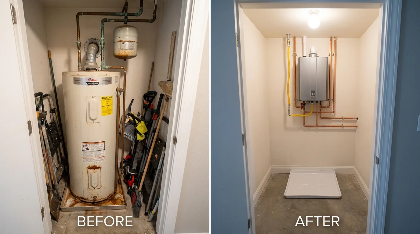 Tank water heater versus wall-mounted tankless unit comparison for Saint Joseph, MN homeowners