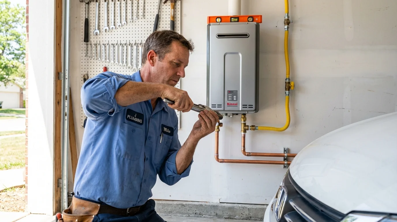 Tankless water heater installation by a Johns Plumbing LLC plumber in Saint Joseph